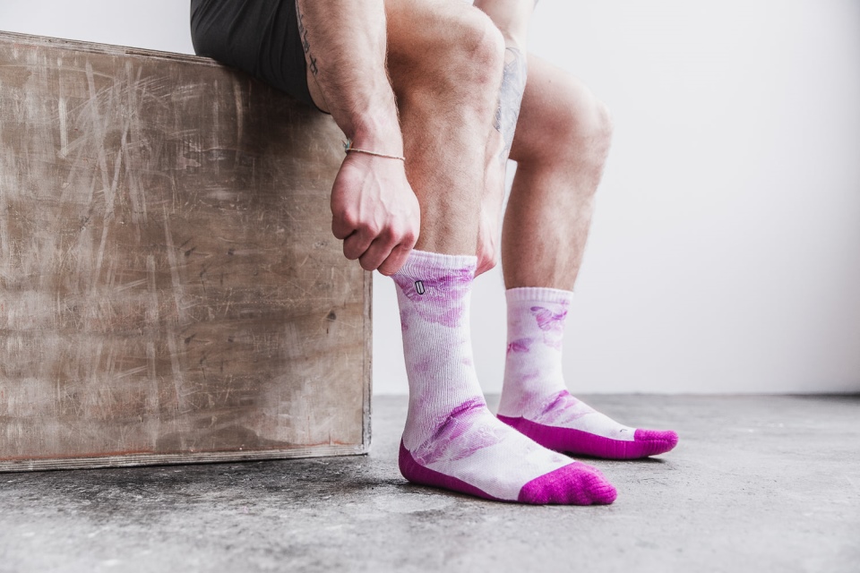 NOBULL Crew Sock (Watercolor Floral) Pink