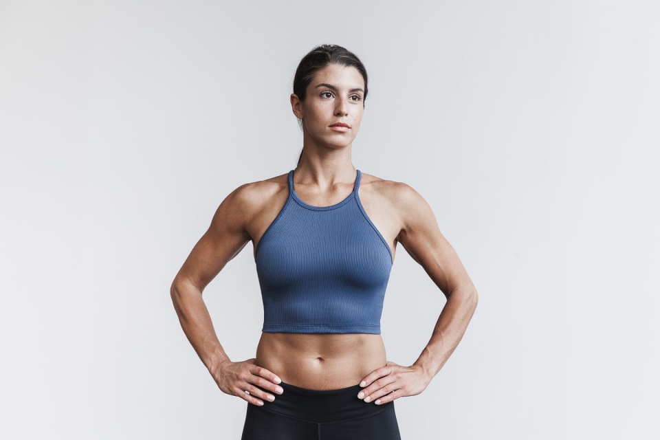 NOBULL Halter Crop Tank (Ribbed) Coastal