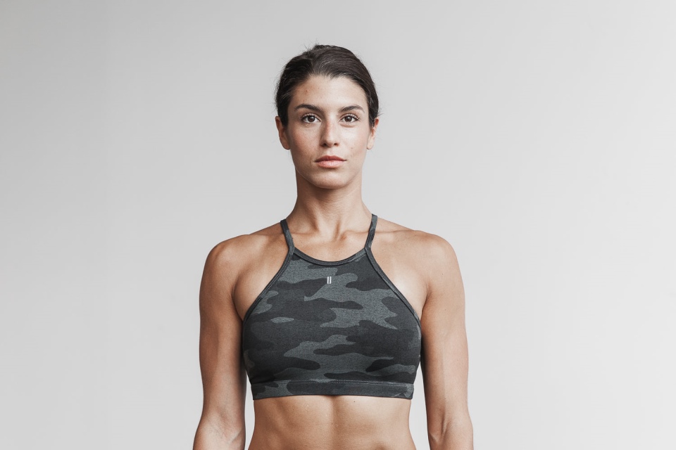 NOBULL Halter Sports Bra (Plush Heather) Charcoal