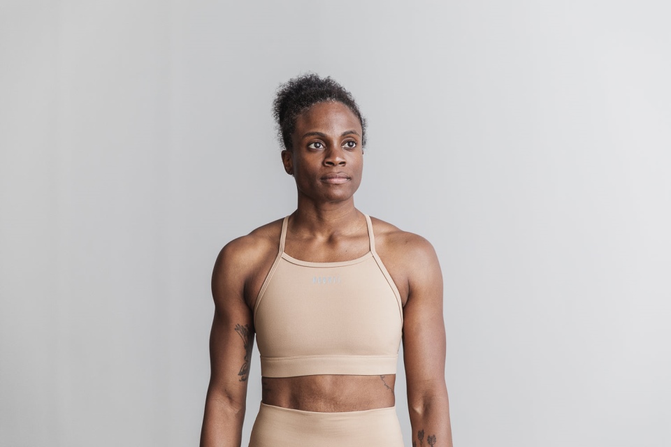 NOBULL High-Neck Sports Bra (Matte) Sand