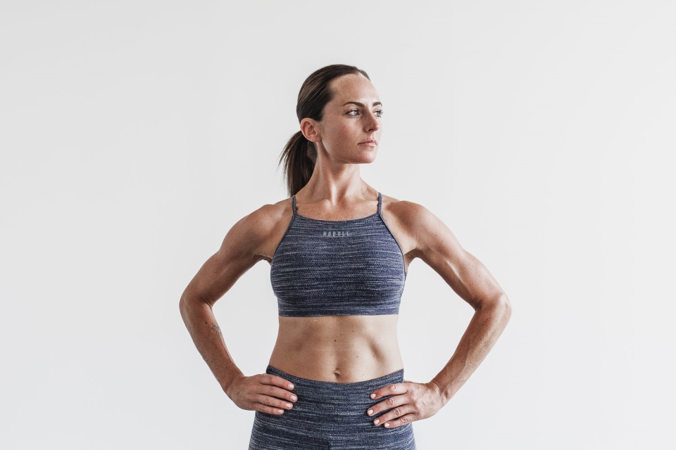 NOBULL High-Neck Sports Bra (Melange) Navy