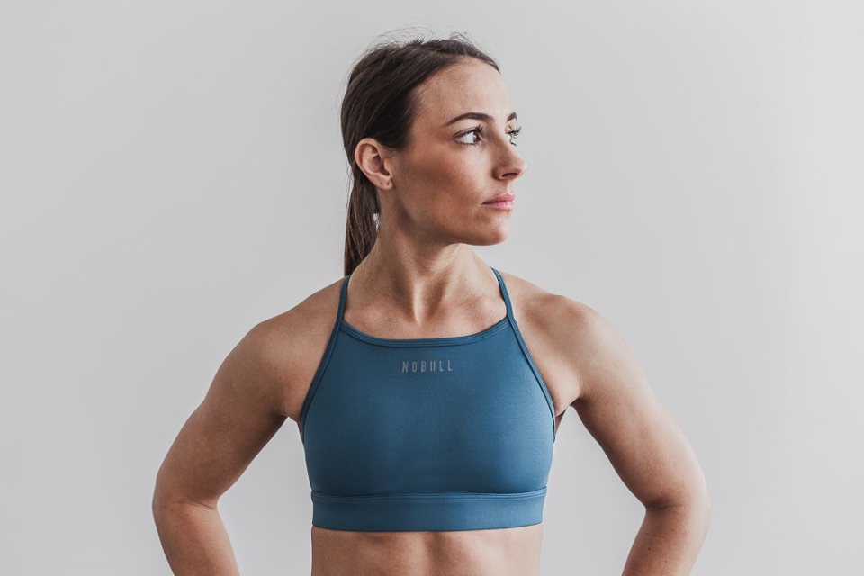 NOBULL High-Neck Sports Bra Steel