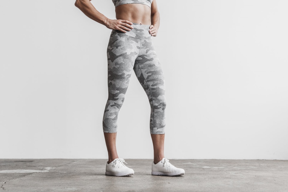 NOBULL High-Rise Crop (Plush Heather) White Camo