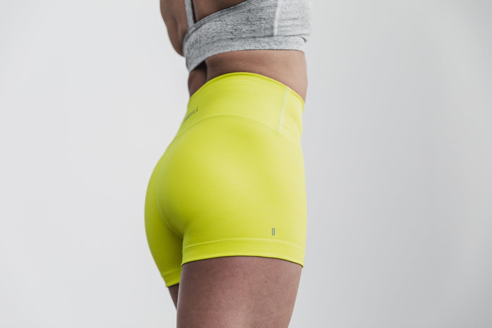 NOBULL High-Rise Short 2" (Neon Ribbed) Yellow