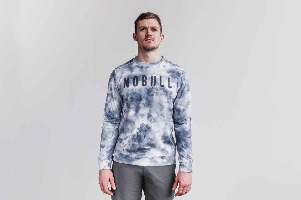 NOBULL Men's Crew Sweatshirt (Tie-Dye) White