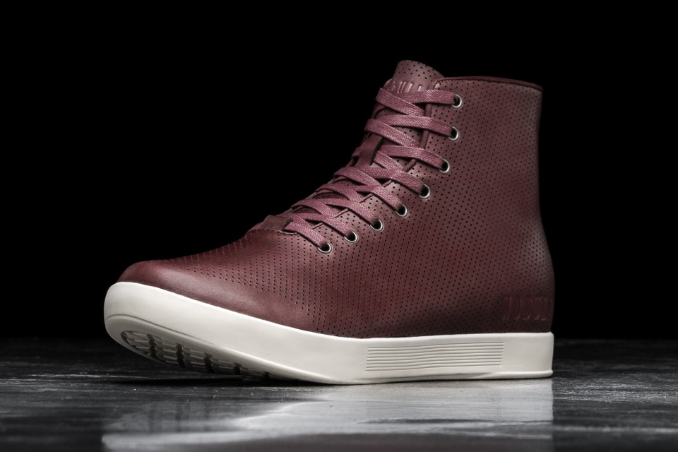 NOBULL Men's High-Top Leather Trainer Burgundy