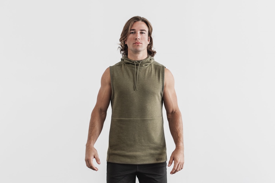 NOBULL Men's Microplush Sleeveless Hoodie Army