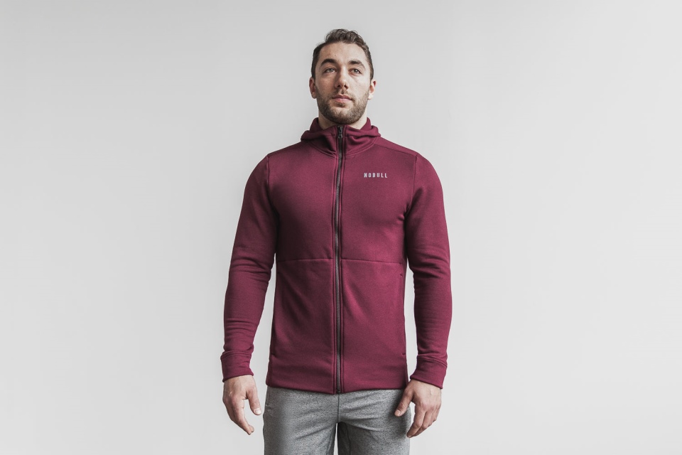 NOBULL Men's Performance Zip-Up Hoodie Deep Wine