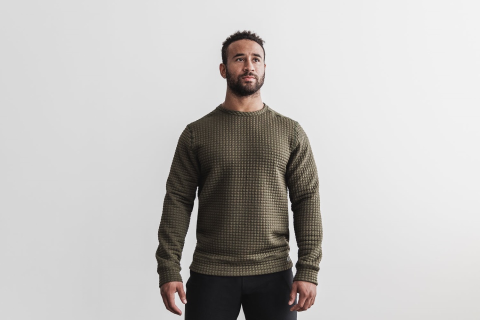NOBULL Men's Quilted Crew Pullover Army