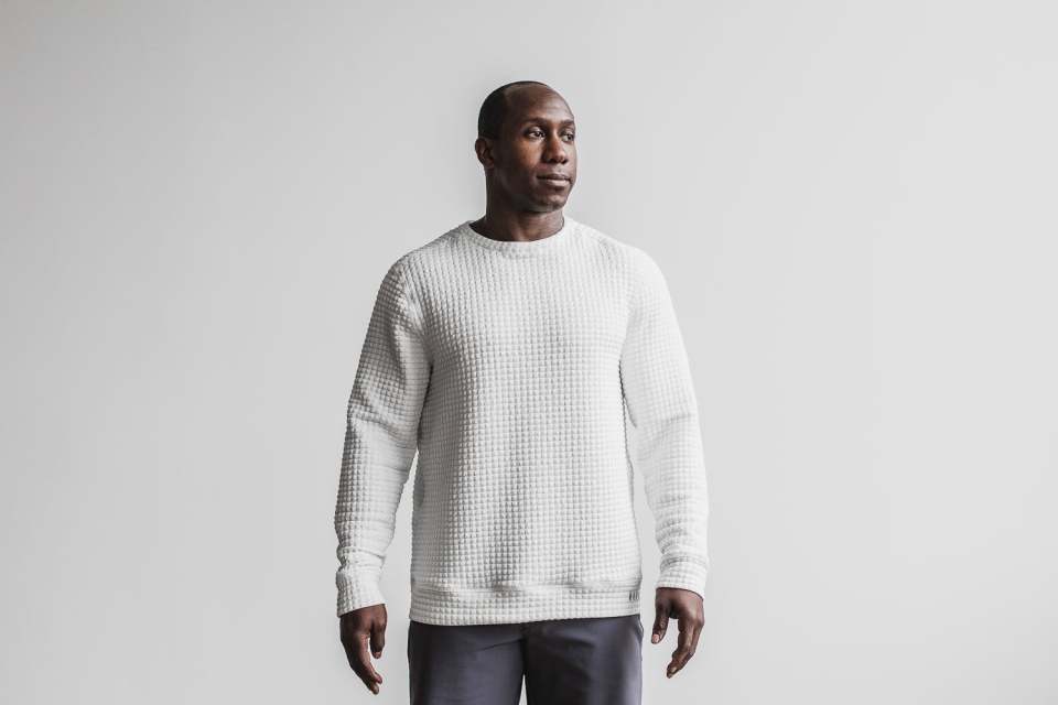 NOBULL Men's Quilted Crew Pullover White