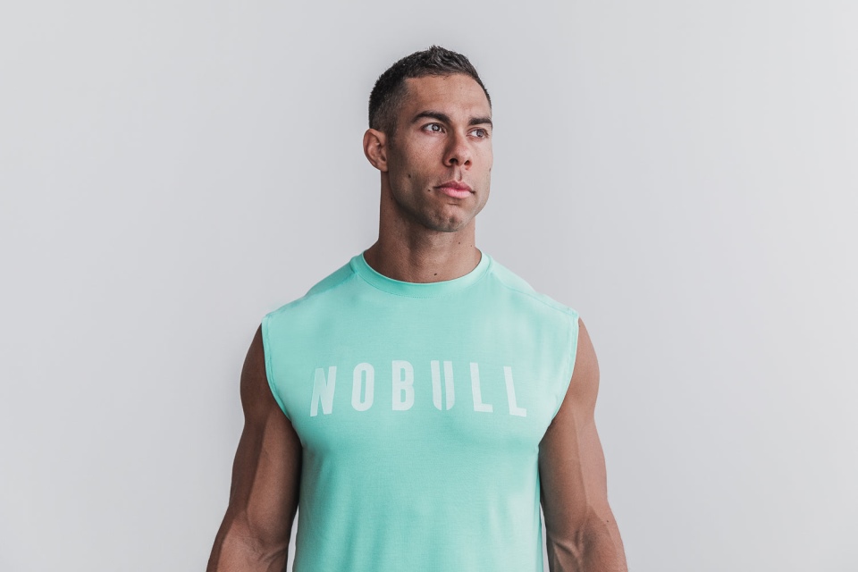 NOBULL Men's Sleeveless Tee (Bright Colors) Aqua