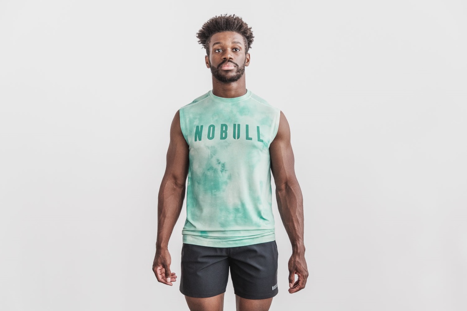 NOBULL Men's Sleeveless Tee (Tie-Dye) Vanilla