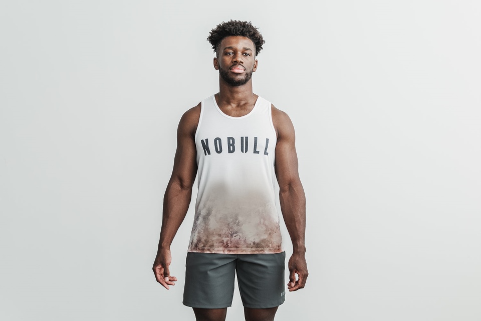 NOBULL Men's Tank (Dip-Dye) White & Toffee