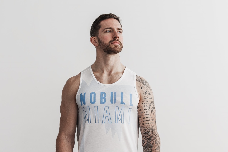 NOBULL Men's Tank (Miami Palm) Blue