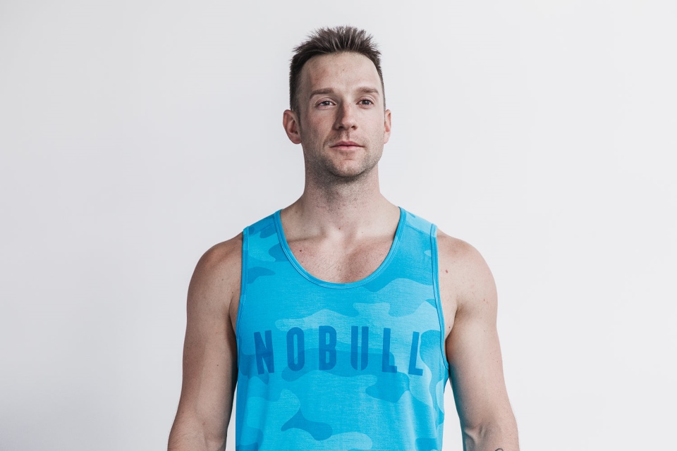 NOBULL Men's Tank (Neon Camo) Blue