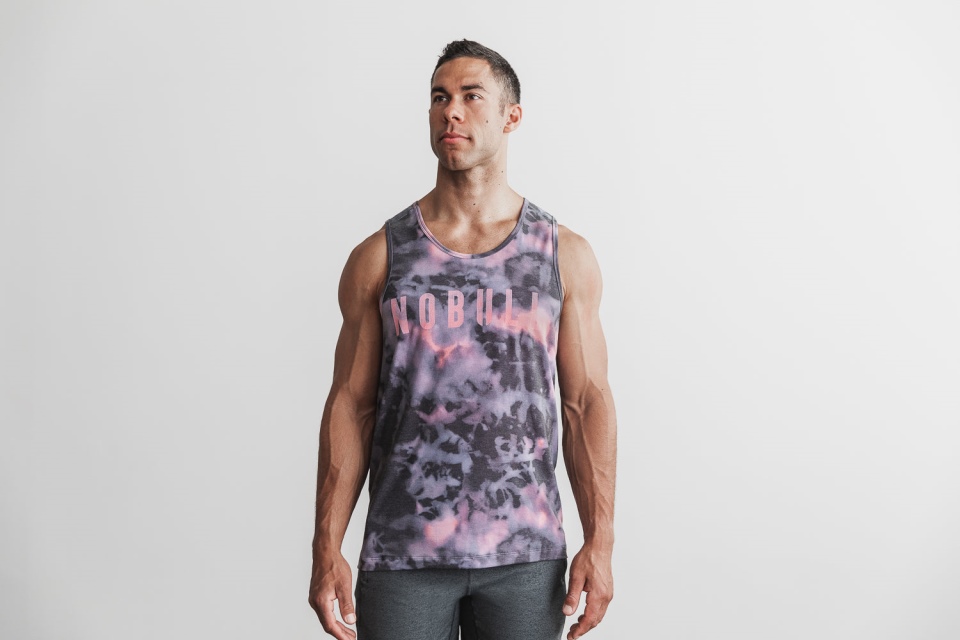 NOBULL Men's Tank (Tie-Dye) Pink & Black