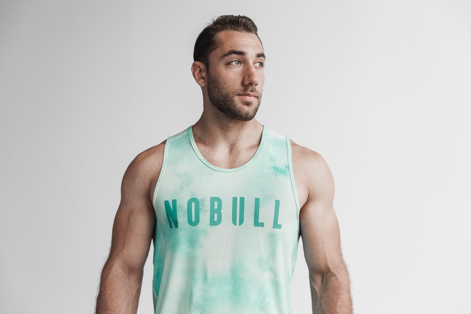 NOBULL Men's Tank (Tie-Dye) Vanilla & Aqua