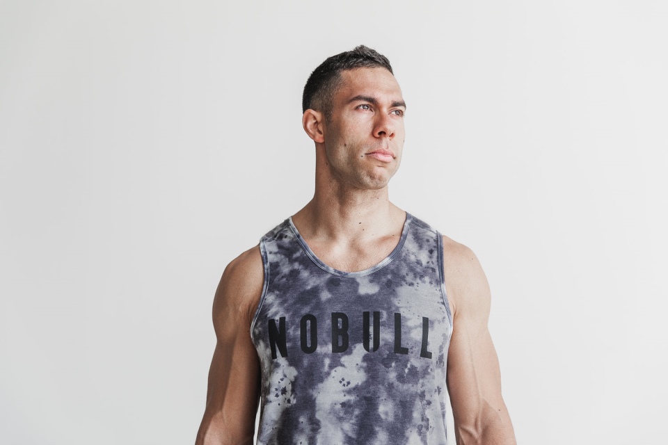 NOBULL Men's Tank (Tie-Dye) White & Black