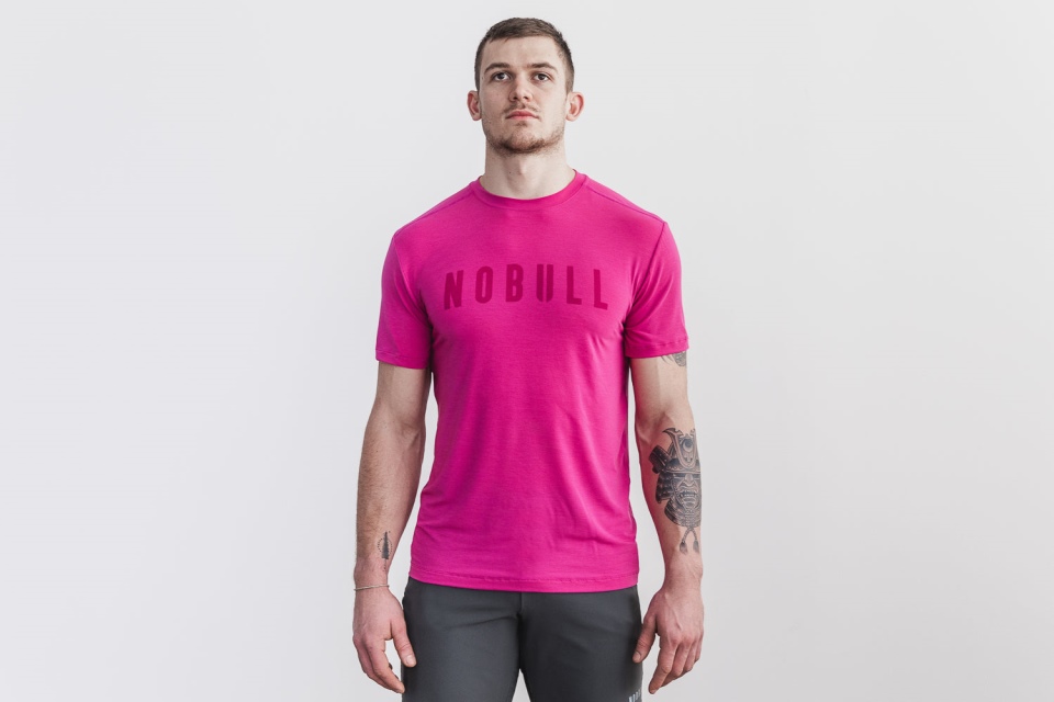 NOBULL Men's Tee (Bright Colors) Raspberry