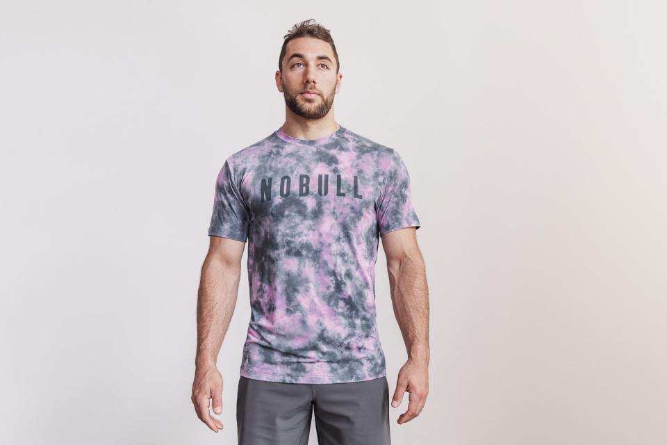 NOBULL Men's Tee (Tie-Dye) Pink & Slate