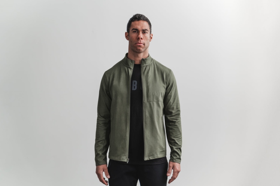 NOBULL Men's Twill Zip-Up Jacket Army