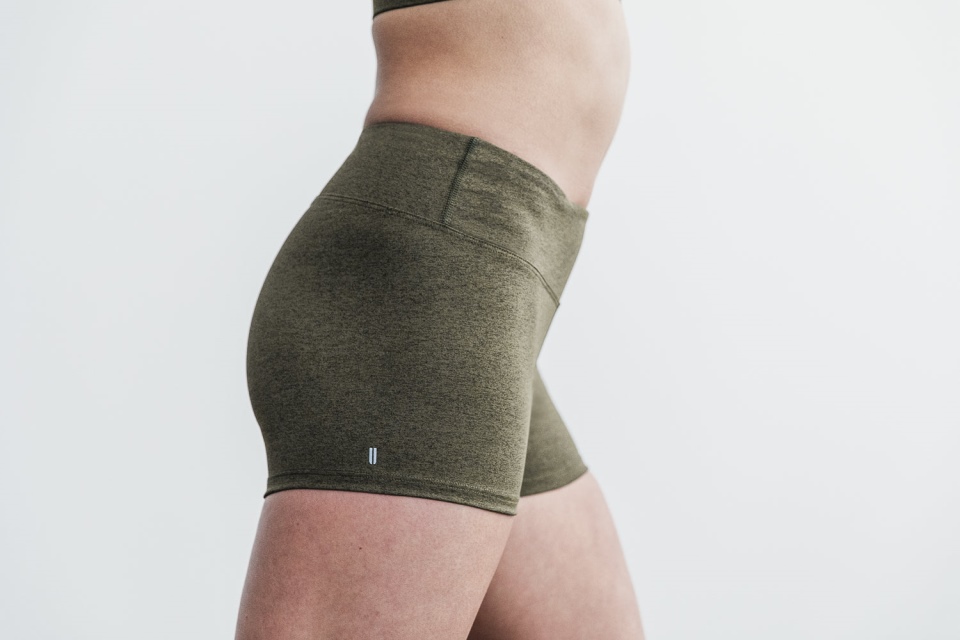 NOBULL Mid-Rise Short 2" (Plush Heather) Olive