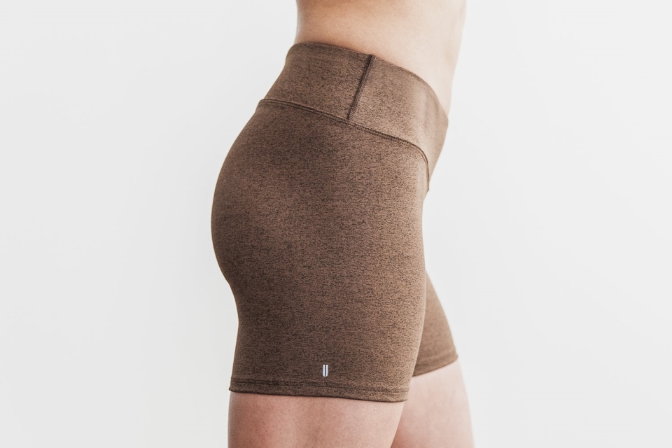 NOBULL Mid-Rise Short 4" (Plush Heather) Brown