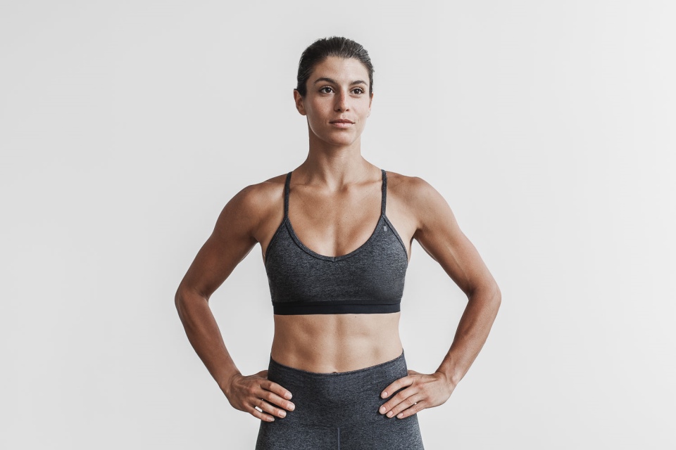 NOBULL V-Neck Sports Bra (Matte) Charcoal