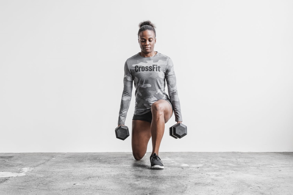 NOBULL Women's Crossfit Long Sleeve Tee (Camo) Grey