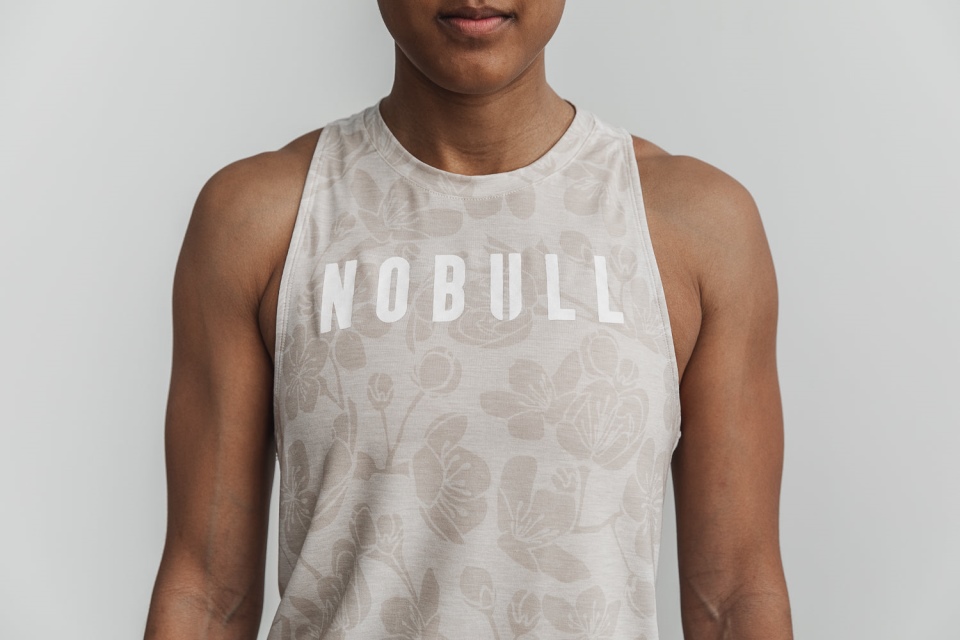 NOBULL Women's High-Neck Tank (Cherry Blossom) Oatmeal