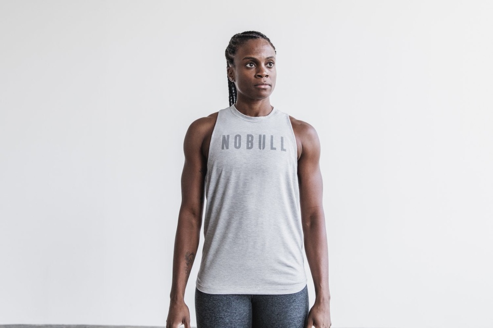 NOBULL Women's High-Neck Tank (Classic Color) Light Heather Grey