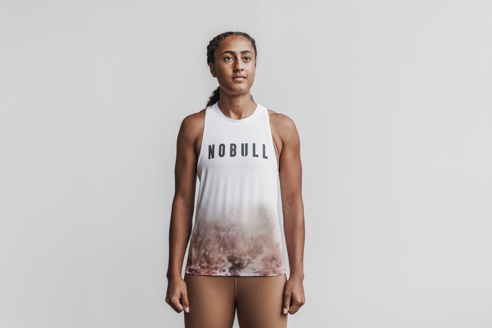 NOBULL Women's High-Neck Tank (Dip-Dye) White & Toffee