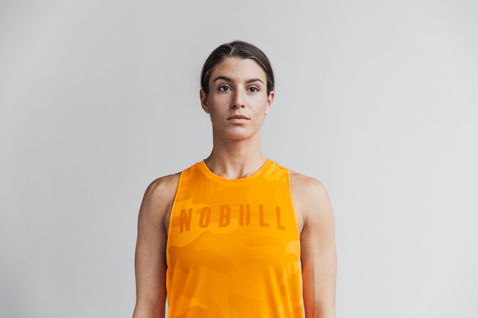NOBULL Women's High-Neck Tank (Neon Camo) Orange