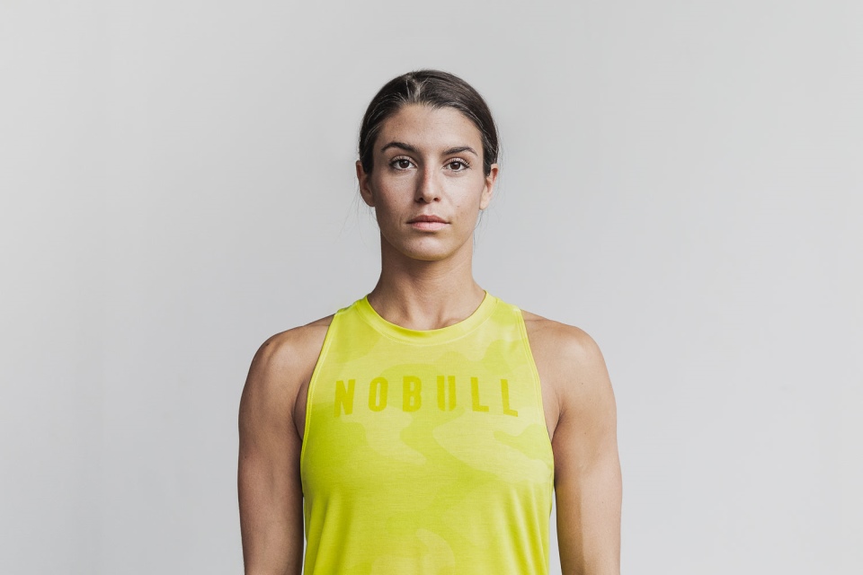 NOBULL Women's High-Neck Tank (Neon Camo) Yellow