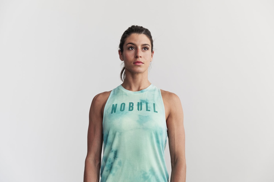 NOBULL Women's High-Neck Tank (Tie-Dye) Vanilla & Aqua