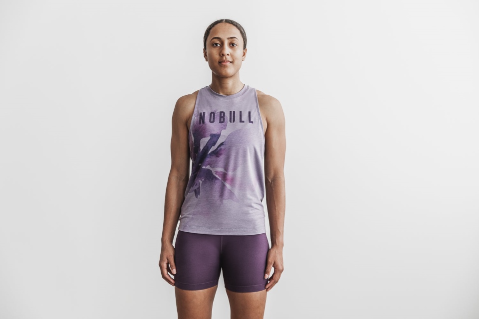 NOBULL Women's High-Neck Tank (Watercolor Floral) Lavender