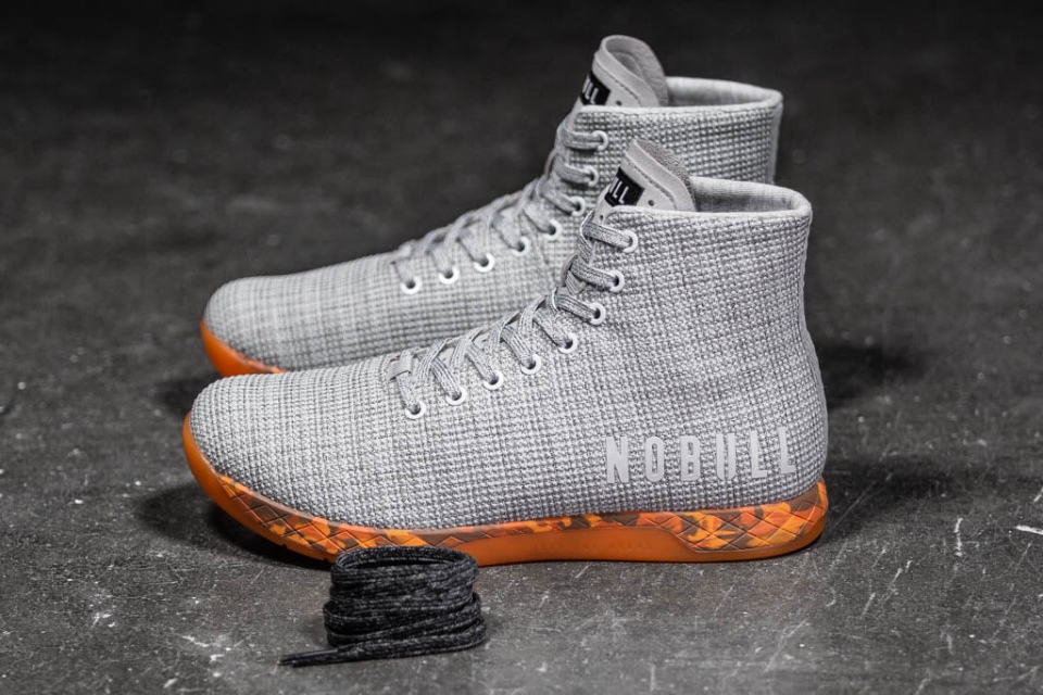 NOBULL Women's High-Top Trainer White Heather Orange