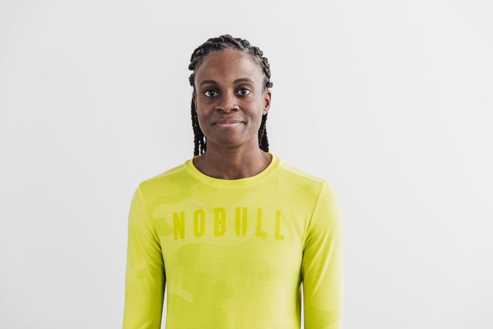 NOBULL Women's Long Sleeve Tee (Neon Camo) Yellow