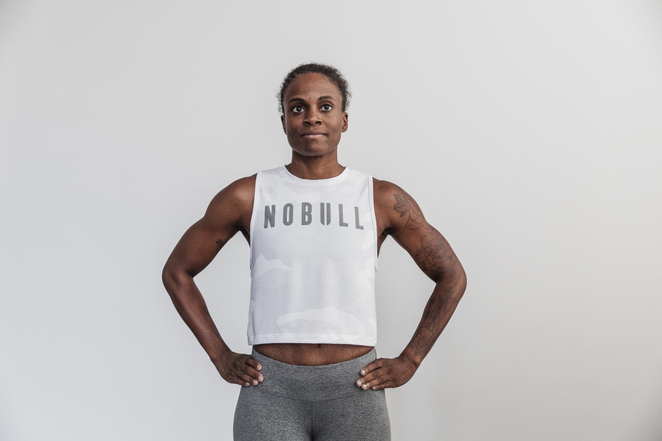NOBULL Women's Muscle Tank (Camo) White