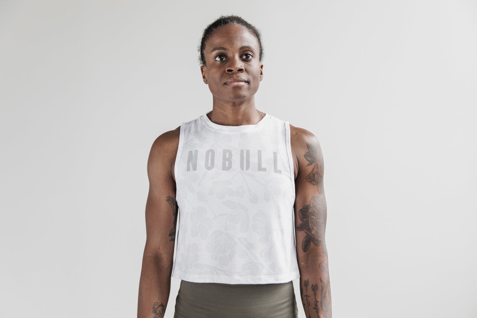 NOBULL Women's Muscle Tank (Cherry Blossom) White