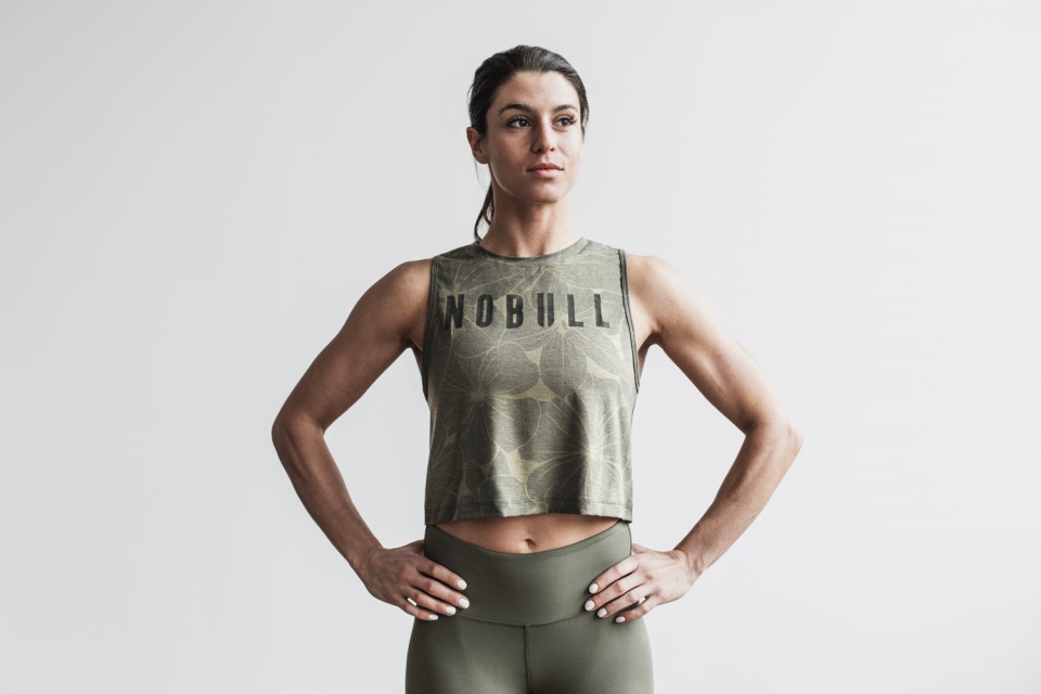 NOBULL Women's Muscle Tank (Hibiscus) Army