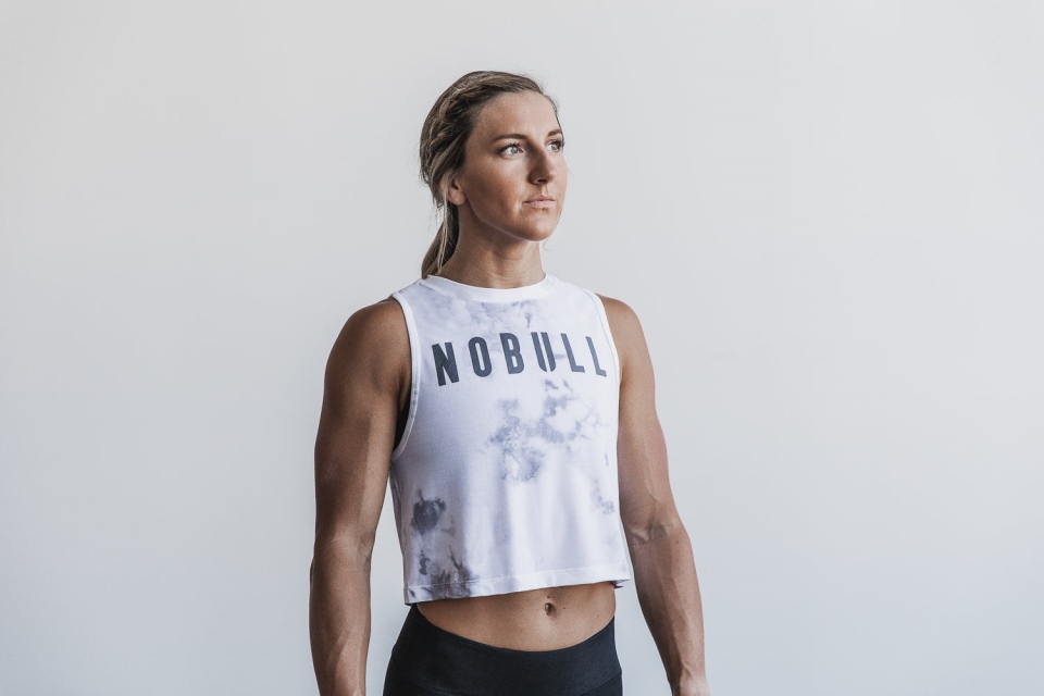 NOBULL Women's Muscle Tank (Tie-Dye) White & Cloud