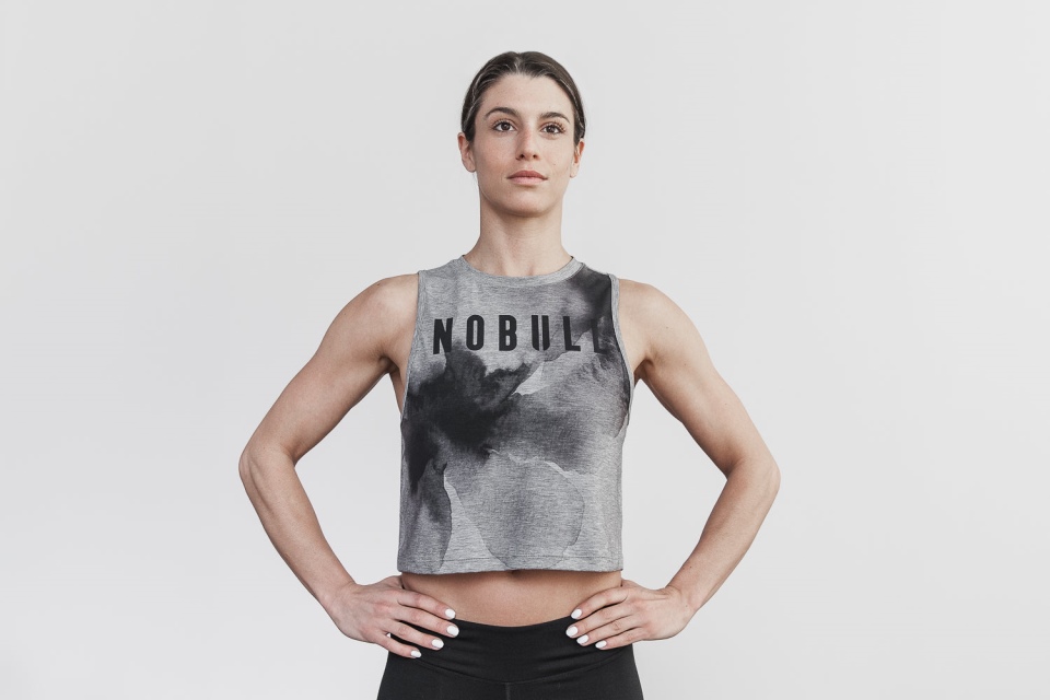 NOBULL Women's Muscle Tank (Watercolor Floral) Grey