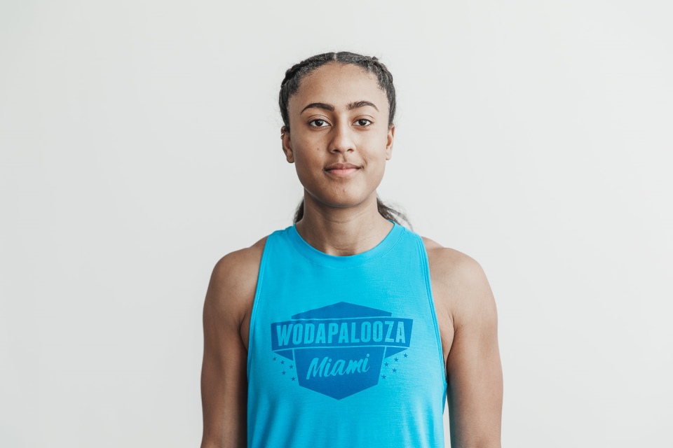 NOBULL Women's Wodapalooza High-Neck Tank Blue